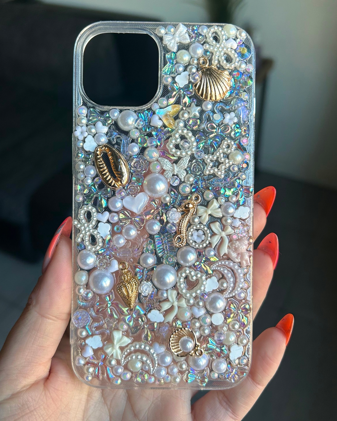 La Nacrée- Coque à breloques et micro perles personnalisable