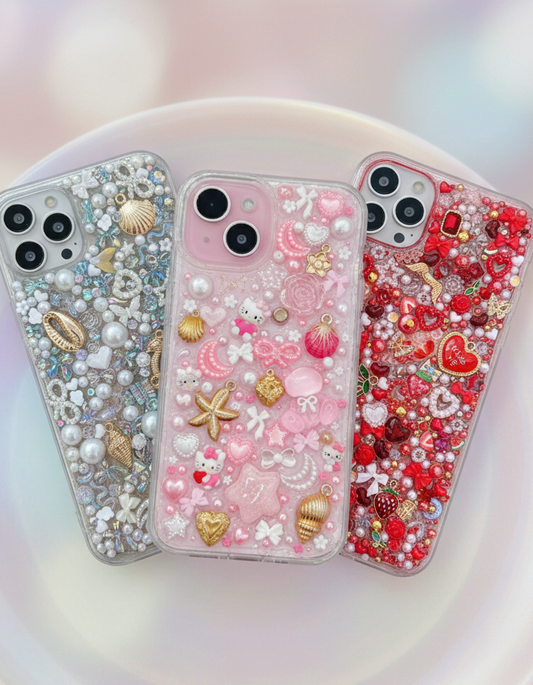 NACRE- Coque à breloques et micro perles personnalisable