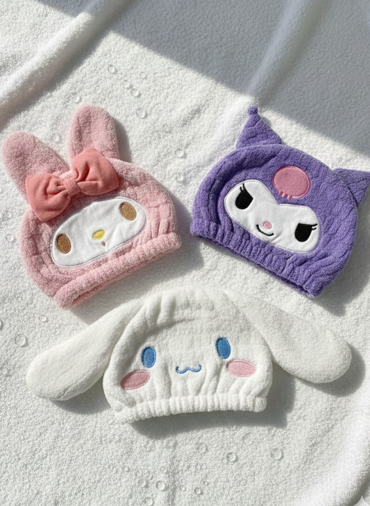 Nos serviettes en micro fibre ultra douce kawaii pour cheveux 🌸