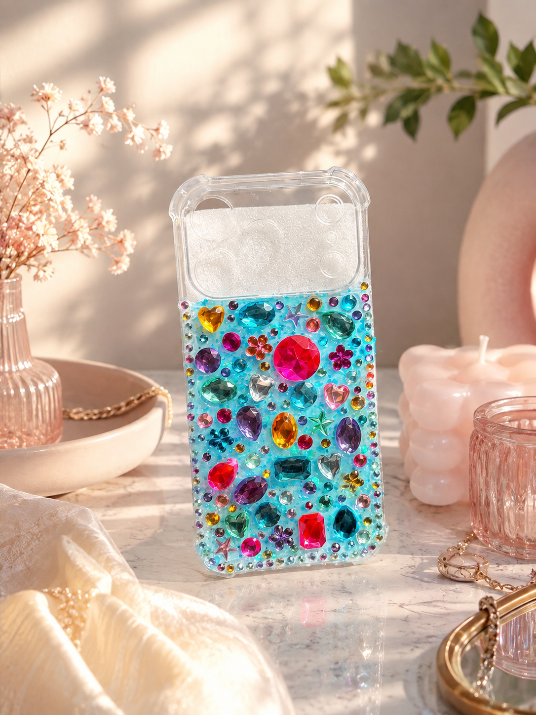 Hailey - Coque en colle crème a strass ✨