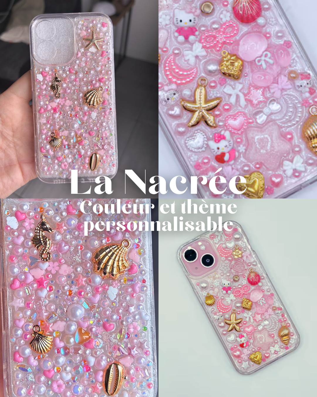 La Nacrée- Coque à breloques et micro perles personnalisable